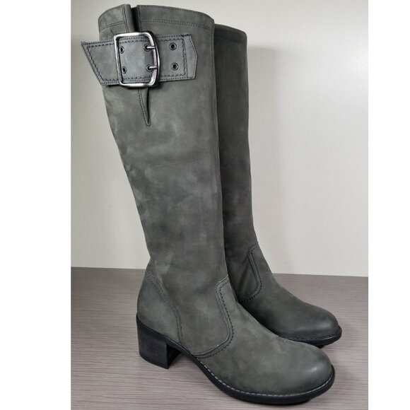 Paul Green Kendra Knee High Buckle Boot, Gray Nubuck, Womens Size 7 M - Picture 3 of 9